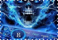 awesome flaming blue g skull stamp